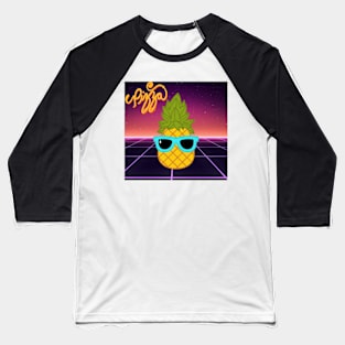 Pineapple Outrun Pizza Baseball T-Shirt